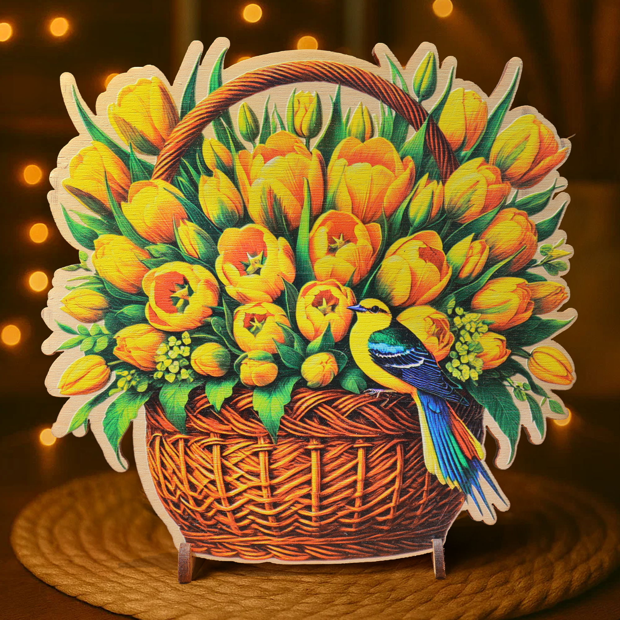 Медена кошница с песен- гравирана картичка от дърво